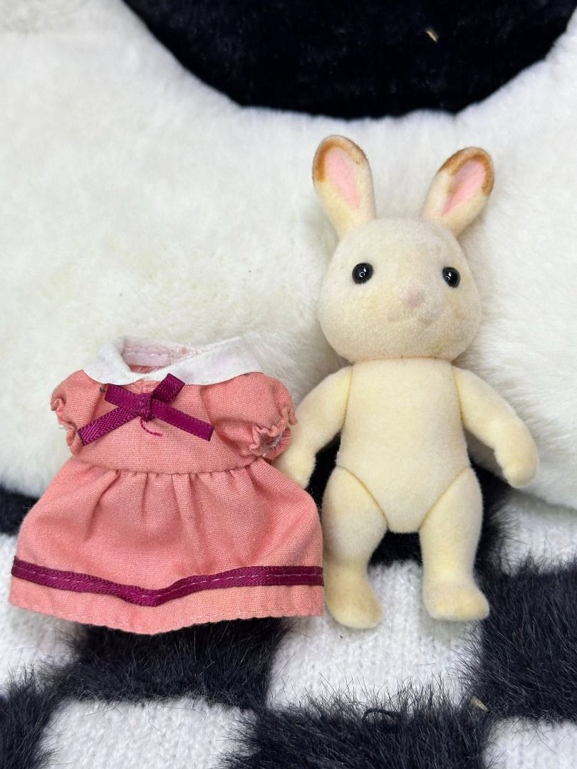 Sylvanian family ; Pink Dress Bunny Rabbit (Category: Figurines & Statues) located in Quezon City. Submitted by genie.fluff (Listing ID 1442539688, Image 3). Description: ⚠️⚠️ Please manage expectation they came from surplus. They have discoloration as seen in the photos. Yellow stain at dress and foot..