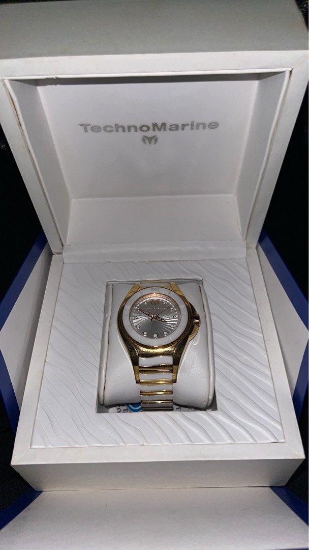 TechnoMarine Watch (Category: Women's Watches) located in Quezon City. Submitted by flacko07 (Listing ID 1442460315, Image 1). Description: - Authentic TechnoMarine Watch - Rose-gold and White Ceramic Design - Comes with Original Box and Packaging - Classic Style, Versatile for Everyday or Special Occasions.