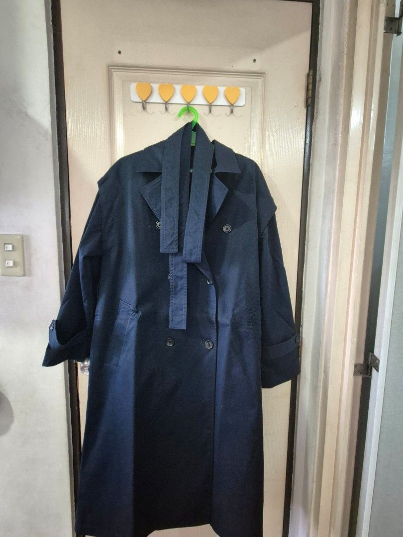 Trench Coat from GU (Category: Coats, Jackets and Outerwear) located in Manila. Submitted by kimfl (Listing ID 1442420336, Image 1). Description: RFS: Decluttering Color: Navy Blue pictures are as it is. thank you! .