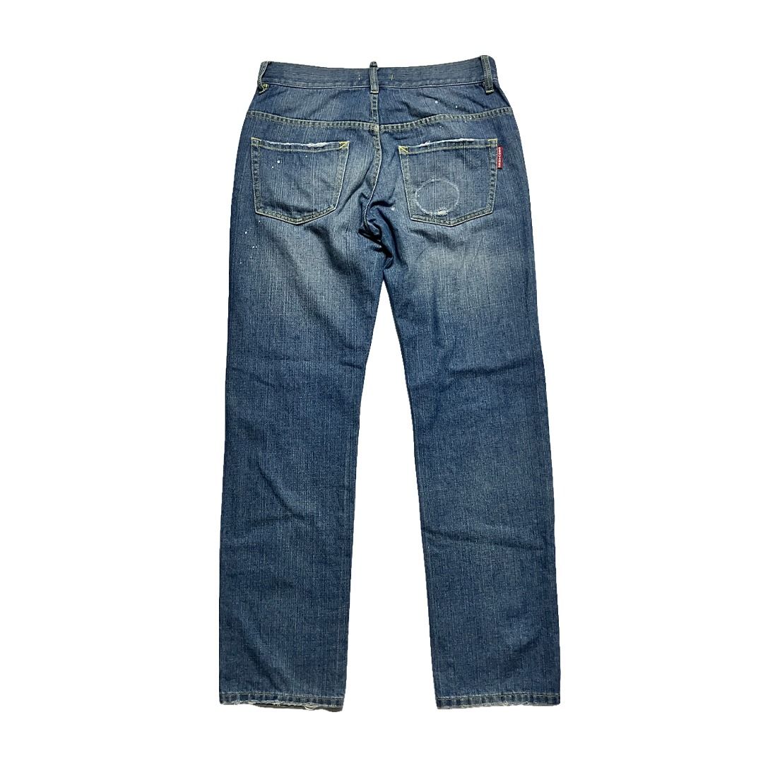 Vintage DSquared2 Distressed Denim Jeans (Category: Jeans) located in Manila. Submitted by own.desire (Listing ID 1442525026, Image 2). Description: Vintage DSquared2 Distressed Denim Jeans Size on tag: 46 *Size on tape Waist: 31” Inseam: 31” Leg Opening: 7” Front Rise: 10” Thigh: 10” Knee: 8” Condition: needs wash, stains Price: $99 / ₱6,100.