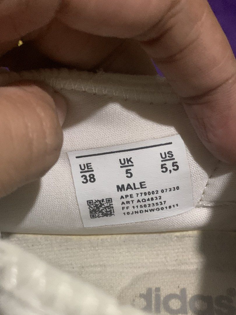 Adidas White Lace-Up Sneakers (Category: Sneakers) located in Carigara. Submitted by spark2503 (Listing ID 1442614766, Image 3). Description: - White Adidas sneakers - Lace-up style - Size: 38 EU / 5 UK / 5.5 US - Perfect for casual wear.