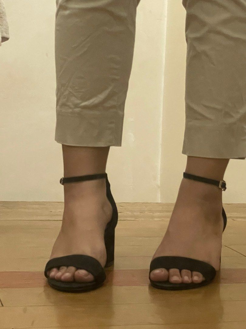 Aldo Mid Block Heel Sandals (Category: Flats & Sandals) located in Manila. Submitted by declutteredbyalex (Listing ID 1442652983, Image 3). Description: Size: 38 Color: Suede Black Heels Heights: 5 cm Upper Material: Suede Leather Insole Material: Leather NOTE: - This has minor flaws and signs of use but the heels are still sturdy. Although one heel has a chip on it but reparable. Please manage your expectations - the insole material is soft and 