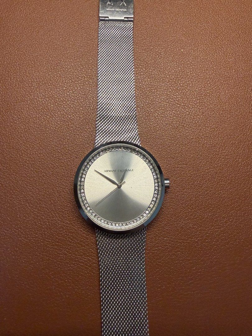Armani Exchange AX4501 Silver Mesh Watch (Category: Women's Watches) located in Manila. Submitted by pansitbatoh (Listing ID 1442554566, Image 2). Description: - Armani Exchange AX4501 Watch - In good working condition - Color: Silver - Strap: Stainless Steel Mesh - Dial: Clean, minimalist design with subtle crystal accents on bezel - Material: Stainless Steel - Style: Versatile for everyday or dressy occasions Price is still negotiable Pick up: 