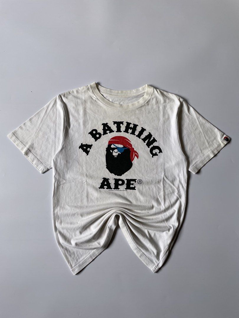 Authentic A Bathing Ape (BAPE) Pirate Store T-shirt (Category: Tshirts & Polo Shirts ) located in Baguio. Submitted by chronicles_cache (Listing ID 1442572332, Image 1). Description: Condition: Great Width: 17 Length: 24 Shoulder: 16 Sleeve: 8.