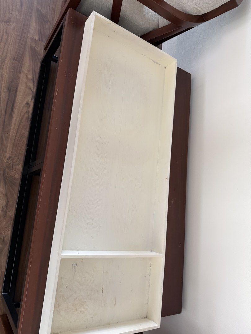 Baby Changing Pad Tray with Storage Compartment (Category: Changing Mats & Accessories) located in Caloocan City. Submitted by andreayap35789 (Listing ID 1442584665, Image 3). Description: - Cream wooden changing pad tray with cushioned changing pad. - Minor marks present on pad and inside tray. - Perfect for organizing baby essentials during diaper changes. - Designed to fit most standard changing pads..
