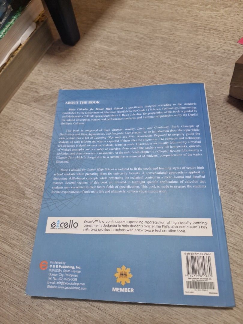 Basic Calculus for Senior High School (Category: Textbooks) located in Manila. Submitted by inaydearest (Listing ID 1442558748, Image 2). Description: revised edition .