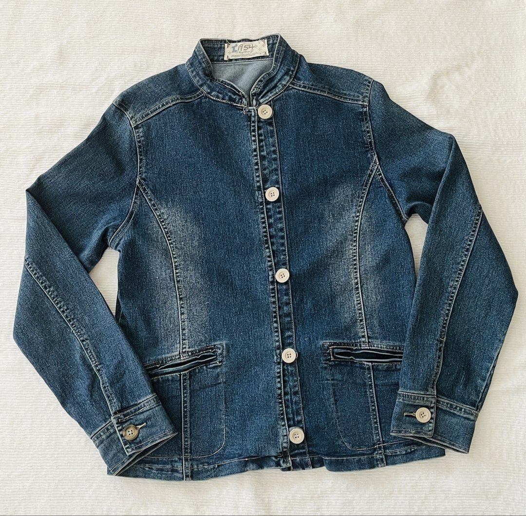 Bayo Vintage Denim Jacket Size M (Category: Coats, Jackets and Outerwear) located in Quezon City. Submitted by muffet9 (Listing ID 1442622197, Image 1). Description: - Bayo 1954 vintage denim jacket - Like new, worn a few times only - Button-up front - Unique mandarin collar - Two functional front pockets - size on tag is L, runs small. Can fit Medium better - Ideal for stylish layering.