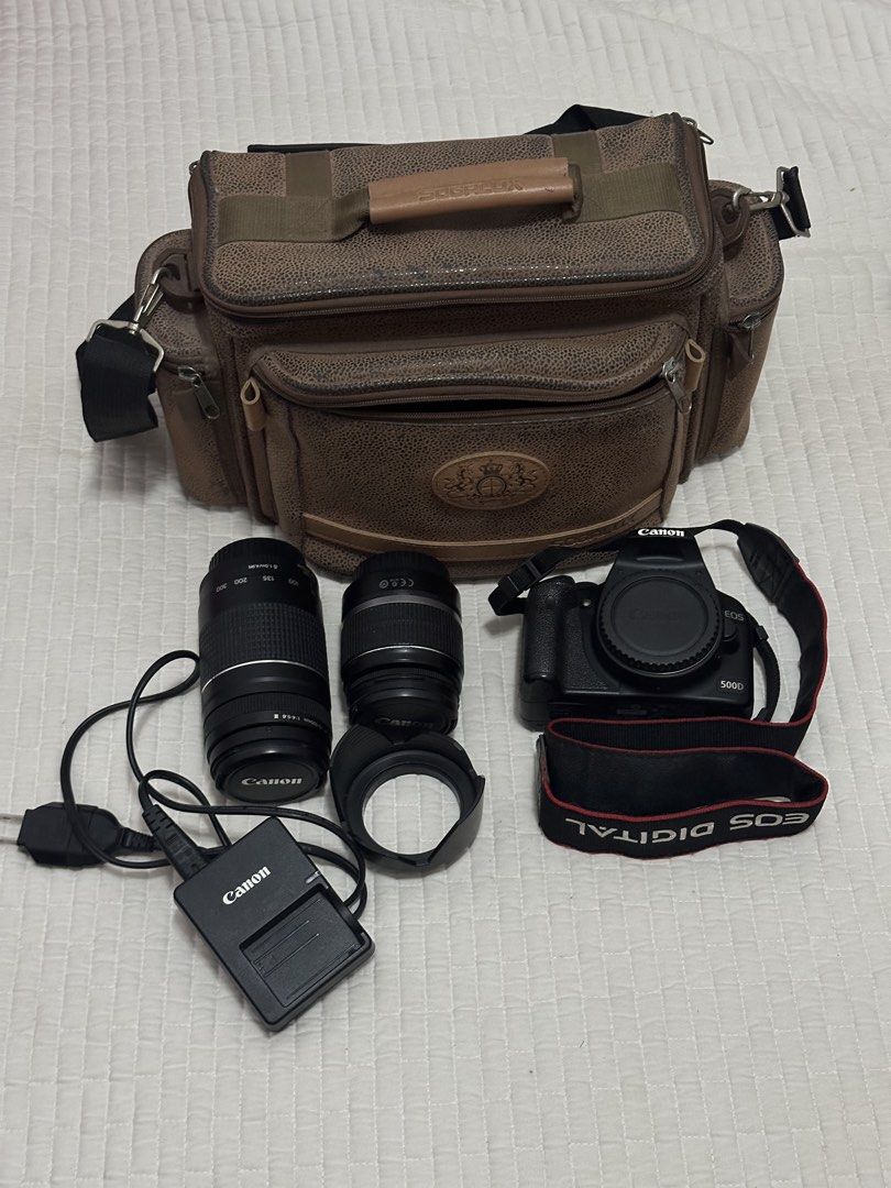 Canon EOS 500D w/ complete accessories (Category: Cameras) located in Baler. Submitted by roshtuff.ph (Listing ID 1442592424, Image 1). Description: Inclusions: • 58 mm lenses: efs 18-55mm ef 75-300mm f/4-5.6 III • new battery and charger • 16GB and 2GB SD cards • leather bag • tripod .
