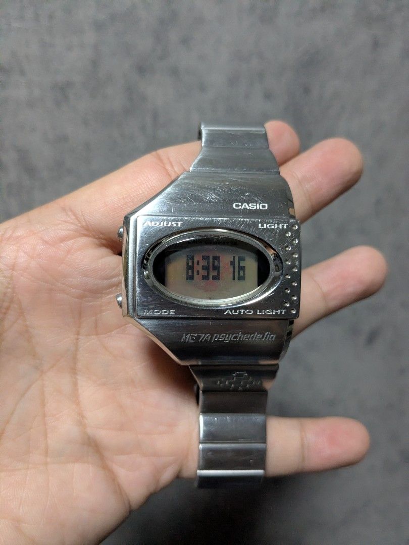 Casio ME-100 Psychedelic Digital Watch Stainless Steel (Category: Men's Watches) located in Makati City. Submitted by thepatentedmill.ph (Listing ID 1442563576, Image 2). Description: - CASIO META Psychedelia ME-100 Digital Watch - Made in Japan - Material: Stainless Steel - Rare and Collectible - Good Working Condition - 8.5/10 Overall Cosmetics - Has a sign of usage due to aged - Issue: Light Not Working - Price: 15,000.00 RFS: Decluttering.