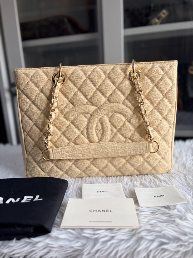 Chanel GST Beige (Category: Luxury Bags & Wallets) located in Dasmarinas. Submitted by jadasy_vintagefinds (Listing ID 1442584247, Image 1). Description: CHANEL GST BEIGE, in great preowned condition. No papers. Perfect quality. Japan auction sourced. No hologram but with chip. 📐33 x 25.5 x 13.5 cm 📣 GET BIG BIG DISCOUNTS when you visit our store 📣 ▫️We are open from Monday - Saturday 9am to 5pm ▫️Sunday (by appointment) 📍Japan Ukay @ LTO Ext