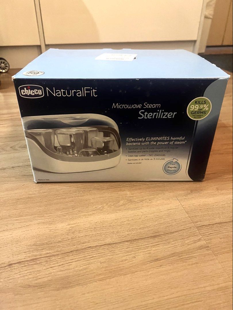 Chicco Microwave Steam Sterilizer (Category: Breastfeeding & Bottle Feeding) located in Pasig City. Submitted by grndhub (Listing ID 1439522510, Image 2). Description: - Chicco NaturalFit Microwave Steam Sterilizer - Effectively eliminates 99.9% of germs. - Uses the power of steam. - Fast and easy to use in the microwave. - Sterilizes bottles and accessories. -Brand New. Never used. Pick up Pasig.