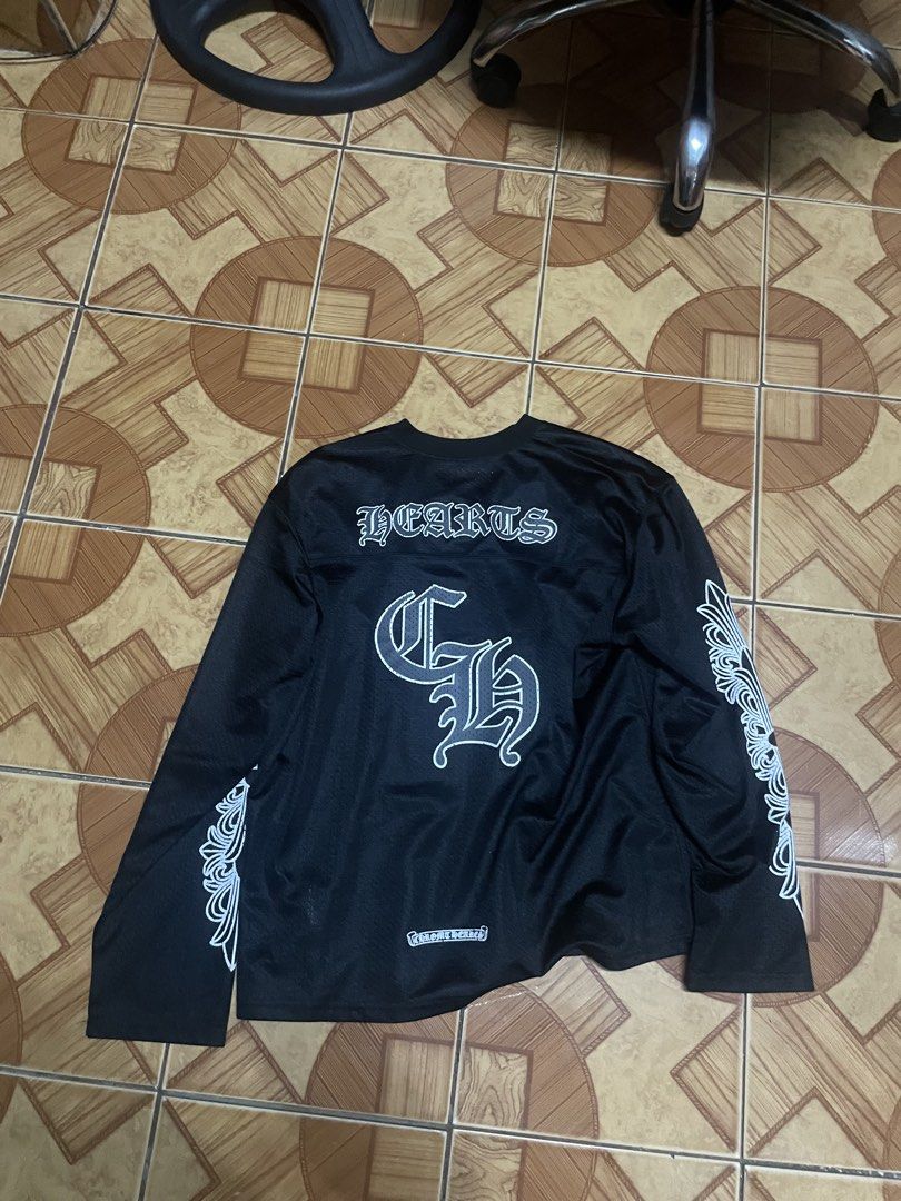 Chrome Hearts Long Sleeve Shirt (Category: Activewear) located in Quezon City. Submitted by bulacanand56934 (Listing ID 1442671574, Image 2). Description: - Black long sleeve mesh shirt - Features iconic Chrome Hearts branding on front and back - No issue - Like new condi - Fit to 5’5 - 5’6.
