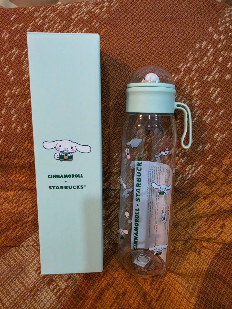 Cinnamoroll × Starbucks Water Bottle (Category: Water Bottles & Tumblers) located in Quezon City. Submitted by petite_kopichesg (Listing ID 1442583090, Image 1). Description: - Cinnamoroll x Starbucks collaboration water bottle - 24 oz Cinnamoroll water bottle with magnetic topper - Clear bottle with Cinnamoroll graphics - Comes with original Cinnamoroll x Starbucks box - Perfect for fans of both brands - Great for everyday hydration - Brand new 