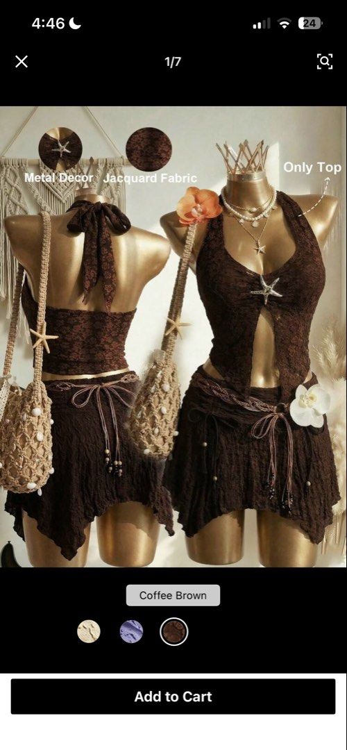 Coffee Brown Lace Halter Top (Category: Sleeveless) located in Taguig. Submitted by yvezntually (Listing ID 1442625509, Image 2). Description: breezaya womens boho halter neck camisole bought on shein brand new with zip and tag.