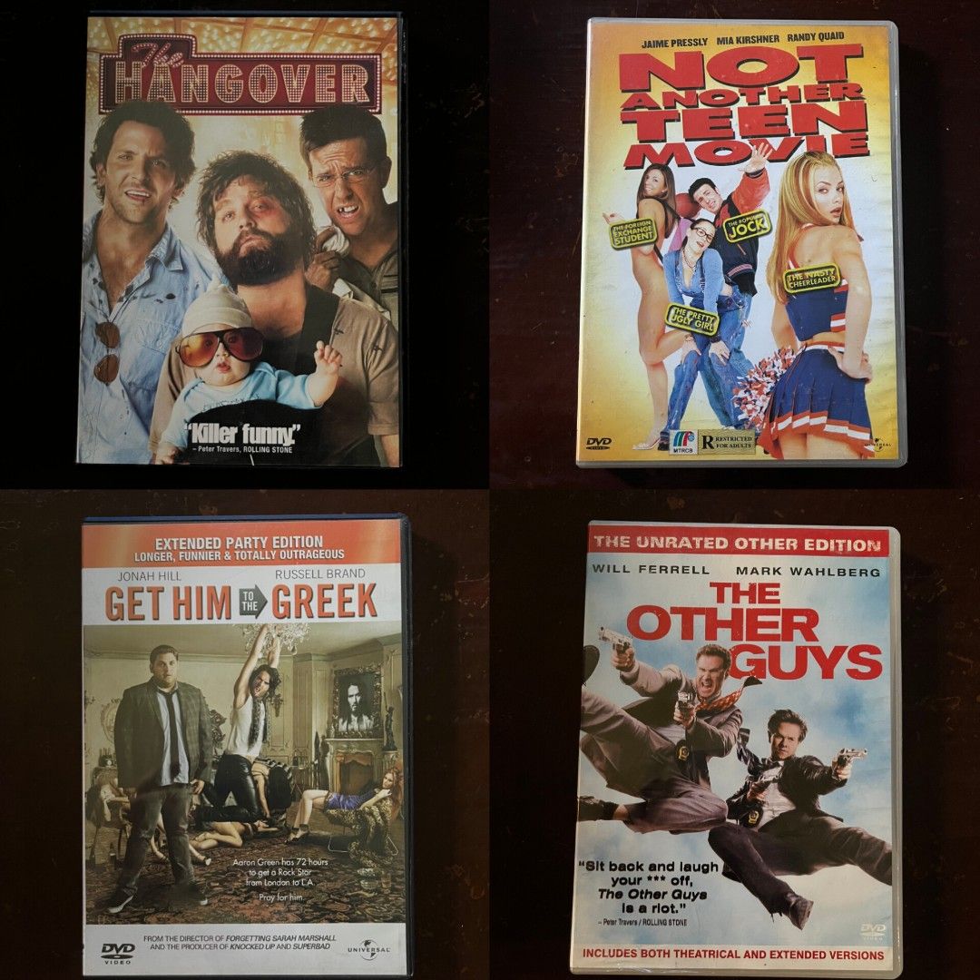 DVDs For Sale (Category: CDs & DVDs) located in Manila. Submitted by declutterfairy_ph (Listing ID 1438940548, Image 3). Description: DVDs for Sale The Hangover (well used) - 50php Real Steel (well used) - SOLD Not Another Teen Movie (well used) - 50php Get Him to The Greek - 80php Snow White and The Huntsman - 80php The Other Guys (Unrated Version) - 80php Red (Special Edition) - 80php Tropic Thunder with slip cover - 100php Spider Man with slip