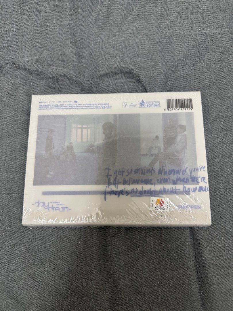 EHYPEN ROMANCE: UNTOLD DAYDREAM-JAPAN VERSION (Category: Storybooks) located in Manila. Submitted by nsmrkii (Listing ID 1442696668, Image 2). Description: SEALED!! Feel free to ask more pics or Pm me for questions! MOP: GCASH ONLY!! still negotiable rfs: Decluttering .