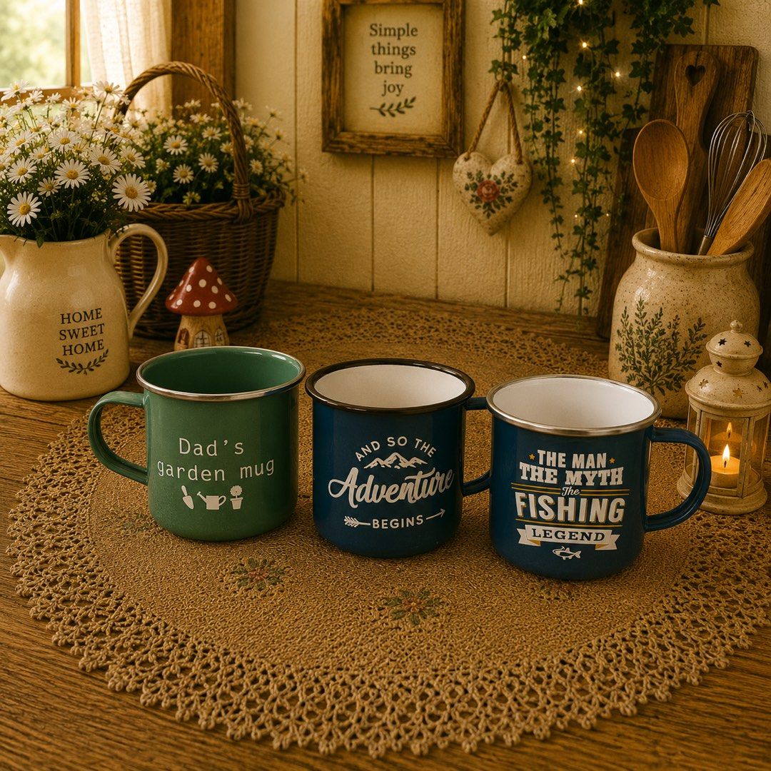 Enamel Cups (Category: Other Kitchenware & Tableware) located in Quezon City. Submitted by handpickedecors (Listing ID 1442706841, Image 1). Description: Enamel Cups 120.00/each Size: 4”D x 3.5”H.
