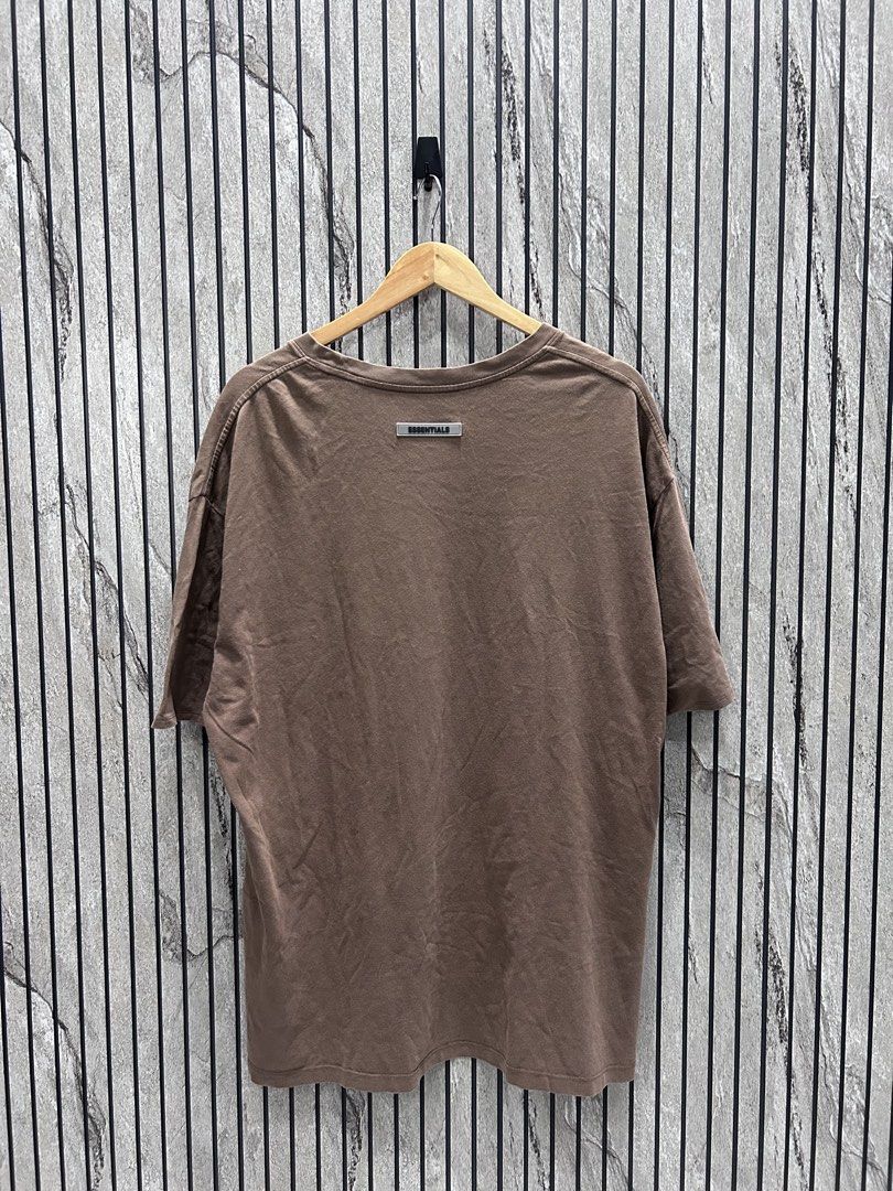 Essentials Script choco brown (Category: Tshirts & Polo Shirts ) located in Malasiqui. Submitted by blckfourthrift (Listing ID 1442594870, Image 2). Description: Essentials Script choco brown L on tag 24x31 Issue/s: Lints,Good fade and Stains .