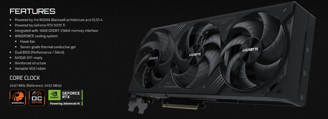 Gigabyte Windforce OC SFF RTX 5070 Ti Graphics Card476617037599877121