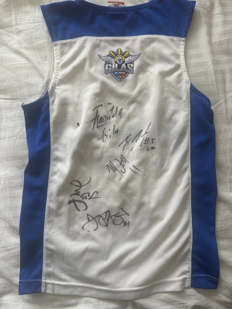 gilas pilipinas 2014 signed jersey (Category: Activewear) located in Pasig City. Submitted by singurawrity (Listing ID 1442592991, Image 1). Description: signed gilas pilipinas 2014 jersey signed by la tenorio, japeth aguilar, june mar fajardo, ranidel de ocampo, and marcus douthit.