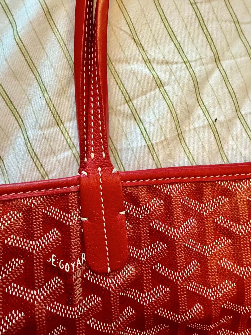 Goyard Hardy PM tote bag (Category: Luxury Bags & Wallets) located in Balagtas. Submitted by momandkidstuffph (Listing ID 1437988113, Image 2). Description: - Authentic Goyard Hardy PM tote bag - Color: Red - Material: Goyardine canvas - Includes yellow dust bag - Spacious interior - Perfect for everyday use - Stylish and practical - used for about 3-5x lang.