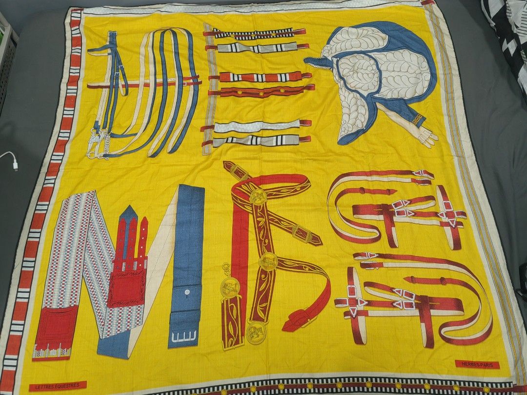 Hermes lettres equestres shawl 140 (Category: Scarves) located in Santa Rosa. Submitted by _ba_mo_si_ (Listing ID 1442583953, Image 3). Description: Missing wash tag Guranteed authentic Dm.
