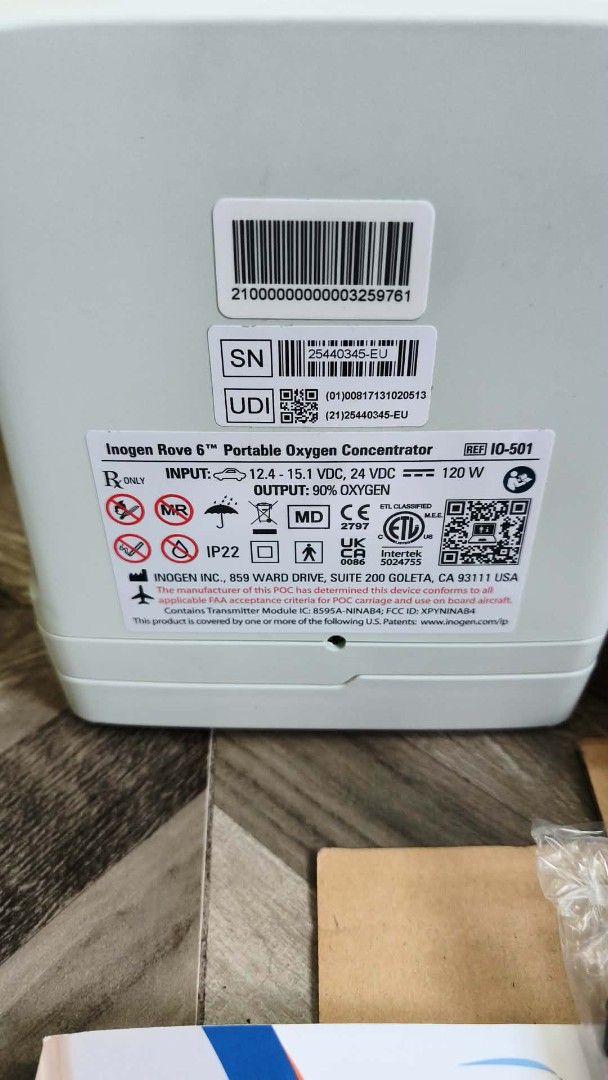 Inogen Rove 6 Portable Oxygen Concentrator (Category: Medical Supplies & Tools) located in Manila. Submitted by bravestorm.7b3e5f (Listing ID 1442545158, Image 2). Description: - Inogen Rove 6 Portable Oxygen Concentrator - Includes AC power adapter - Includes DC power cord - Comes with a carrying case - User manual included - Ideal for on-the-go oxygen needs - Ready for a new owner.