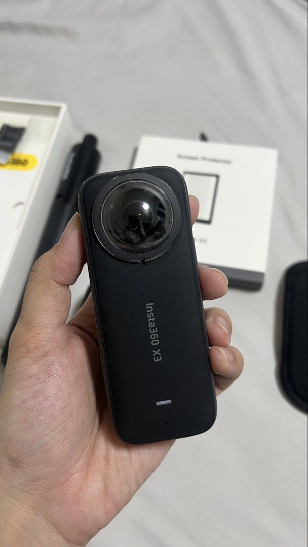 Insta360 X3 Action Camera with Accessories (Category: Cameras) located in Cavite. Submitted by bubfinds (Listing ID 1442687225, Image 3). Description: Inclusions: 💯Original Insta 360 Invisible Stick with Tripod (with box) 💯Original Attached Screen Protector (with box) 💯Attached Lens Guard 💯Original Sandisk Extreme Pro 512gb Memory Card 💯Hard Case 💯Original Insta360 Soft Case 💯Original Box and ALL Inclusions NO ISSUES. (The bubbles on the s