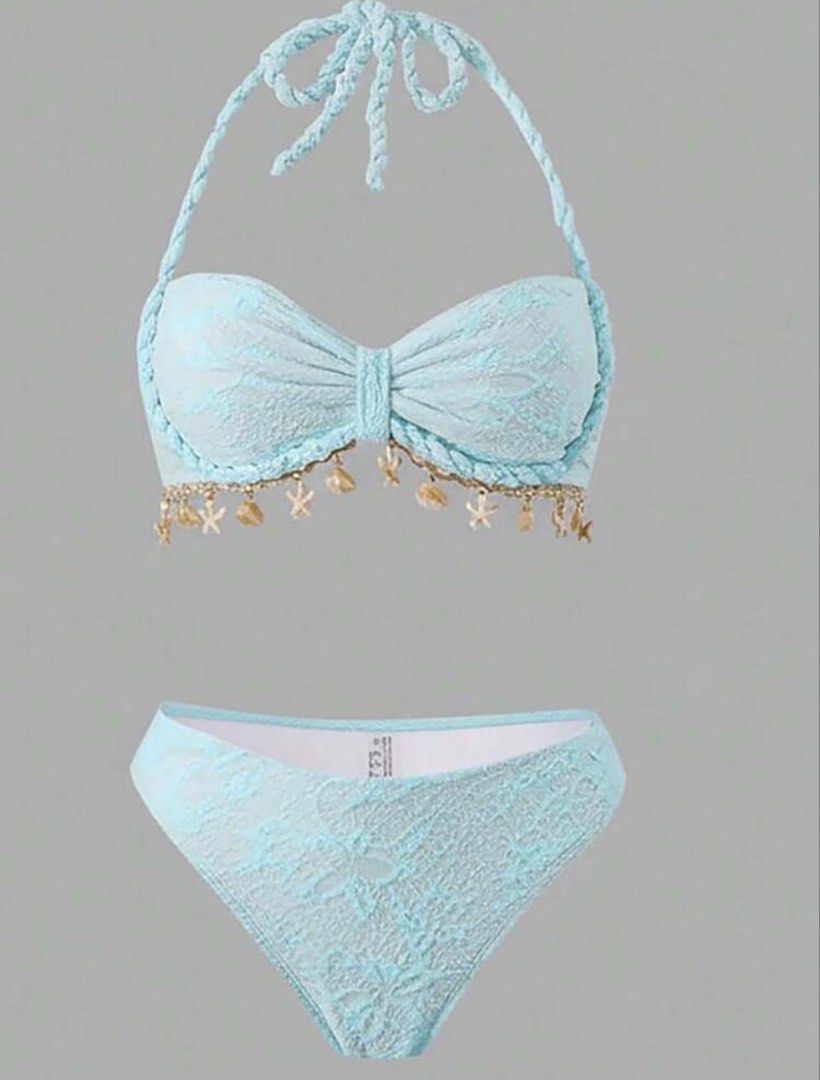 Light Blue Lace Bikini Set with Skirt (Category: Bikinis & Swimsuits) located in Manila. Submitted by jes_ssi (Listing ID 1442613400, Image 3). Description: ⤷ Used once ⤷ This is the actual color and picture ⤷ L on tag ⤷ Can fit to M-L size frame ⤷ Fixed price ⤷ Please refer to the size chart for accurate measurements ⤷ SF shouldered by buyer. (Lalamove/Grab Express mode of courier only).