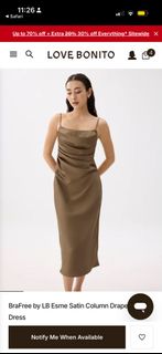 esme padded satin column drape midi dress BraFree by LB Esme Satin Column Drape Midi Dress