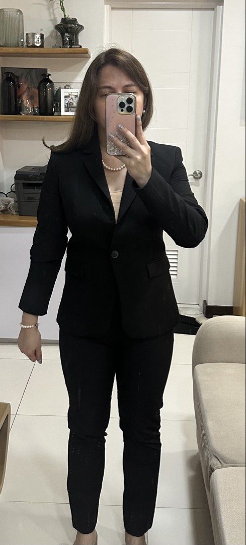 Mango Black Blazer and Trousers Set (Category: Sets or Coordinates) located in Pasig City. Submitted by angelssparecloset01 (Listing ID 1432337490, Image 2). Description: - Black Mango suit set - Includes blazer and trousers - Blazer features single-button closure and two front pockets - Trousers are straight-legged - Size: 2 (USA) / 34 (EUR) - bought in Spain.