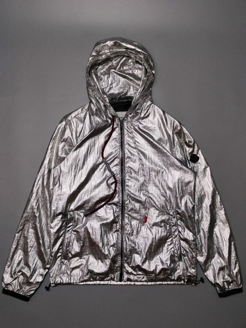 Moncler Mikael Metallic Hooded Lightweight Jacket -- (Category: Coats, Jackets and Outerwear) located in Las Pinas. Submitted by r4nd0m.thr1ft (Listing ID 1442680168, Image 1). Description: actual dimes -- 21.5 width x 25.5 length In very good condition, no major issue Water repellant DM to purchase 📩 .