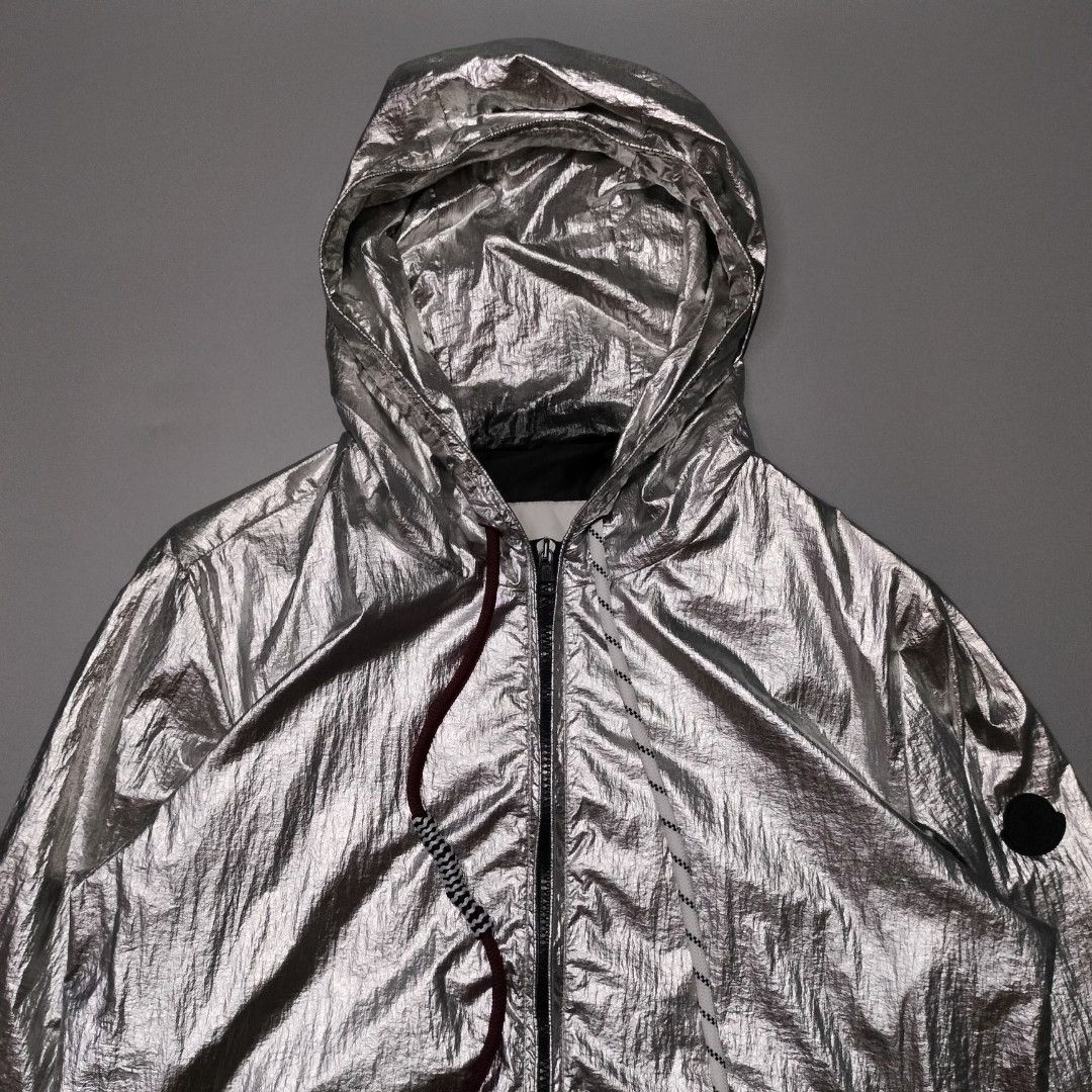 Moncler Mikael Metallic Hooded Lightweight Jacket -- (Category: Coats, Jackets and Outerwear) located in Las Pinas. Submitted by r4nd0m.thr1ft (Listing ID 1442680168, Image 2). Description: actual dimes -- 21.5 width x 25.5 length In very good condition, no major issue Water repellant DM to purchase 📩 .