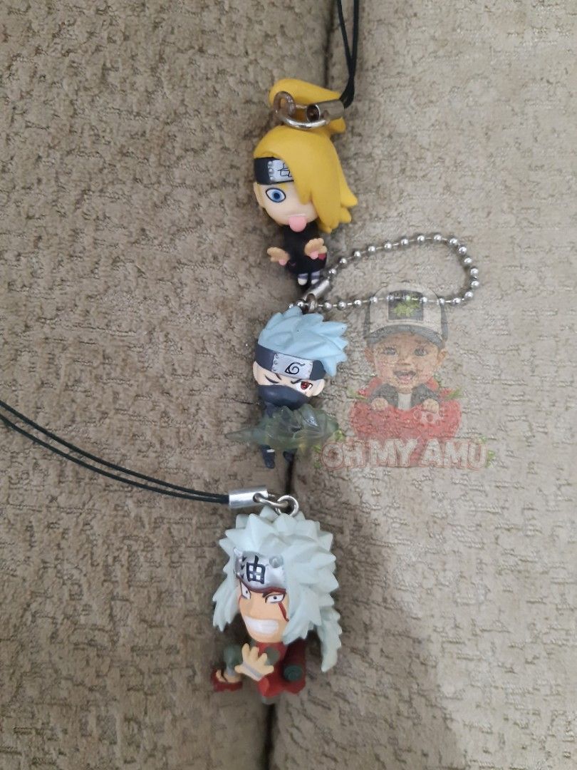 NARUTO CHARMS SET (Category: Character Goods) located in Tarlac. Submitted by ohmyamu (Listing ID 1442601902, Image 2). Description: NARUTO CHARMS AS SET DEIDARA KAKASHI JEERAIYA OFFICIAL MERCH ORIGINALJ&T LBC GoGoExpress.