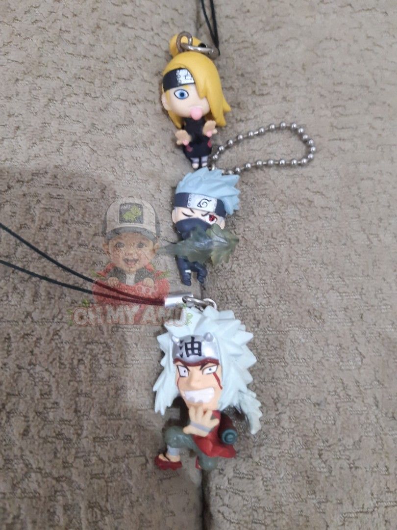 NARUTO CHARMS SET (Category: Character Goods) located in Tarlac. Submitted by ohmyamu (Listing ID 1442601902, Image 1). Description: NARUTO CHARMS AS SET DEIDARA KAKASHI JEERAIYA OFFICIAL MERCH ORIGINALJ&T LBC GoGoExpress.