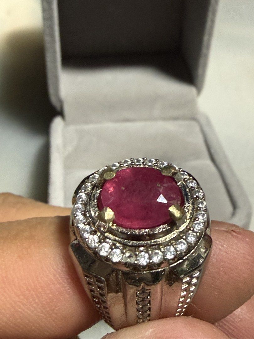 Natural Ruby (Category: Jewelry) located in Singapore. Submitted by ranosky76 (Listing ID 1442720434, Image 3). Description: Natural Ruby weight with ring alpaka super 70.35 ct, diameter 10.6 mm x 7.7 mm x 4.6 mm comes with ring alpaka super size 18 or US 8.5.