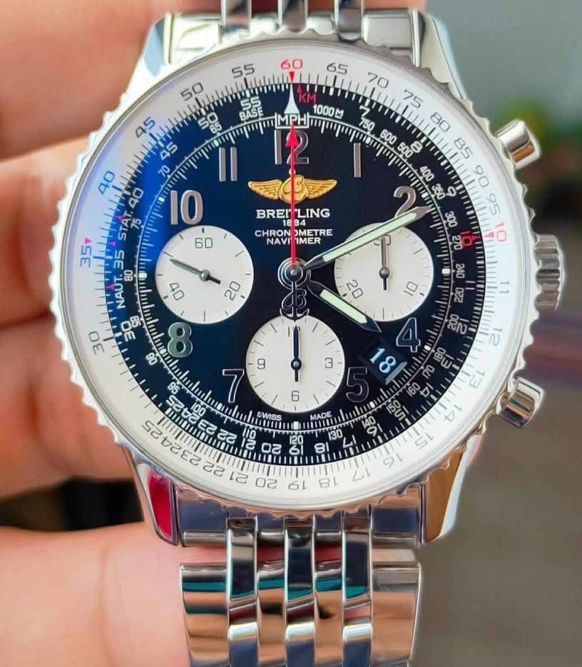 NAVITIMER B01 43MM (The most Iconic Pilot Watch) (Category: Women's Watches) located in Manila. Submitted by kristinepenafiel (Listing ID 1442658721, Image 2). Description: NAVITIMER B01 43MM (The most Iconic Pilot Watch) ₱318,000 Experience timeless craftsmanship with the iconic Breitling Navitimer B01 Chronograph — a true statement piece for collectors and enthusiasts alike. 🔥 ✔️Complete Full Set + FREE Leather Strap ✔️In-House Automatic Movem