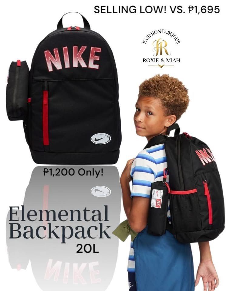 Nike Elemental Backpack with Pencil Case (Category: Backpacks) located in Mandaluyong City. Submitted by luxprelovedbagsparadise (Listing ID 1442689633, Image 1). Description: ON SALE!! ₱ 1,200.00 ONLY!! 💯% Authentic Nike Elemental Backpack with Pencil Case ❤️ ✨Style meets function in the Nike Elemental Backpack — your go-to bag for daily use, school, gym, or travel. ✨Designed with a sleek profile and durable materials, it offers plenty of space