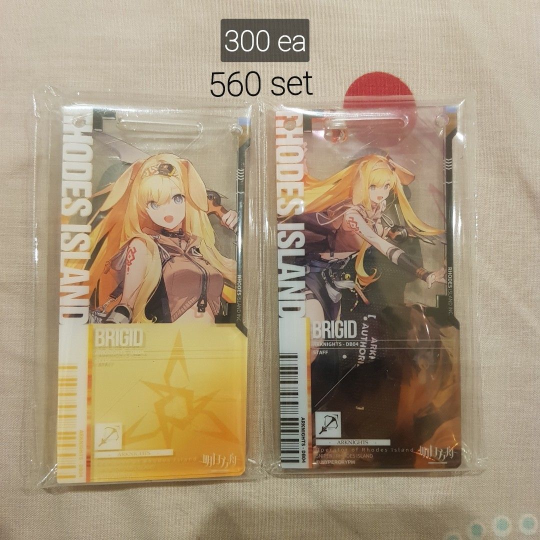 Official Arknights Acrylic Passes (Category: Character Goods) located in Mandaluyong City. Submitted by matchanoodle (Listing ID 1442684197, Image 1). Description: OFFICIAL ARKNIGHTS MERCH ONHANDS Acrylic Pass 300 - 560 ☆Brigid ❌❌ ☆Alanna E1 & E2 ☆Kichisei E1 & E2 (all comes with its boxes/original packaging) will give discount if buying anything more than 3pcs from our list ♡.