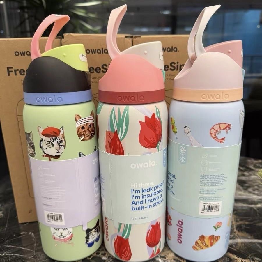 Owala FreeSip 32oz Insulated Water Bottle (Category: Water Bottles & Tumblers) located in Singapore. Submitted by repstudio (Listing ID 1442547599, Image 2). Description: Owala FreeSip 32oz insulated water bottles. Leak-proof with built-in straw. Brand new 32Oz Only tulips left, Clearance sales @$16 per bottle .