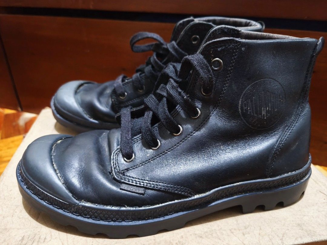 Palladium Black Leather High Top Boots (Category: Boots) located in Manila. Submitted by trickb (Listing ID 1442722248, Image 3). Description: - Original Black Palladium high-top leather boots - Size: 8 US Men's / 41 EUR / 26 CM - Stitched sole already but not noticeable - needs cleaning - no box - Buyer to shoulder shipping fee.