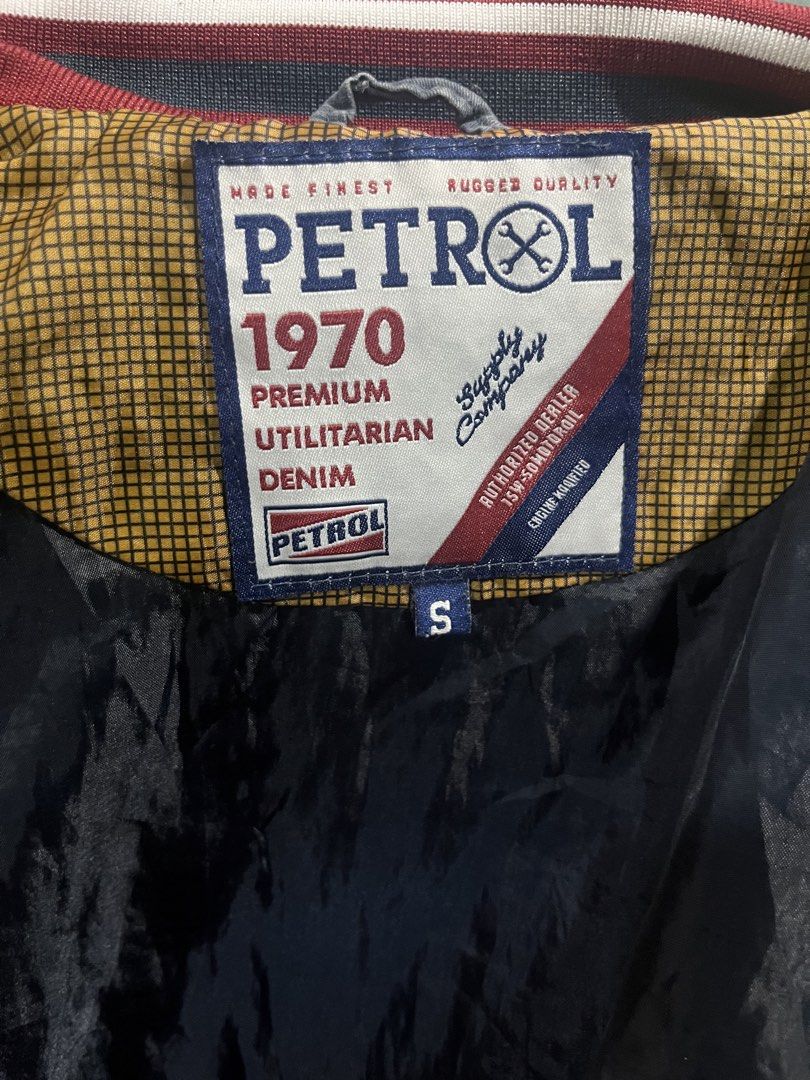Petrol 1970 Premium Utilitarian Denim Jacket Size S (Category: Coats, Jackets and Outerwear) located in Antipolo. Submitted by tomale1 (Listing ID 1442556347, Image 3). Description: Petrol jacket from the 1970 collection. Premium utilitarian denim. Two-tone design with red and grey panels. Full zip front with pockets. Ribbed cuffs and hem. Great for casual wear..