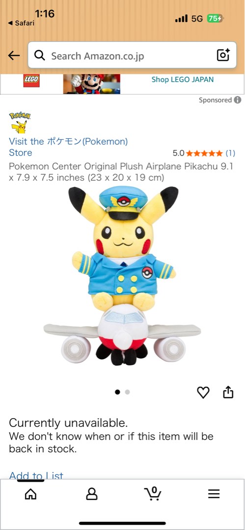 BNWT Pokemon Center Pikachu on Plane, Hobbies & Toys, Toys & Games on ...