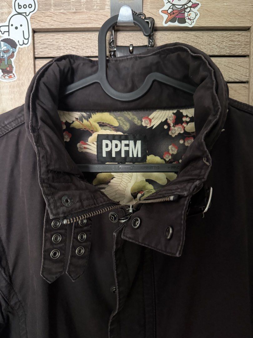 PPFM Vest Jacket (Category: Coats, Jackets and Outerwear) located in Manila. Submitted by polyesterspliff (Listing ID 1442559179, Image 2). Description: PPFM Jacket Removable sleeves and hidden hood in the collar Double zip Size L on tag 21 width 26 length No issues Negotiable.