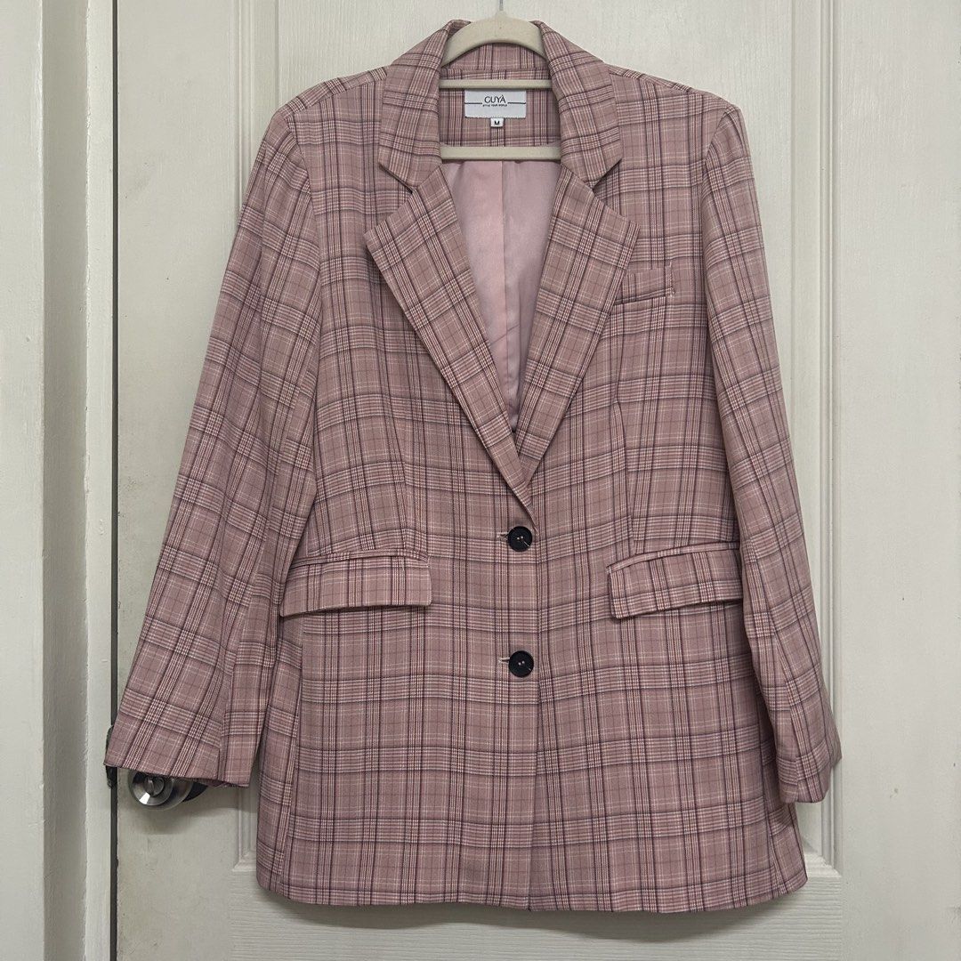 Preloved | Pink Plaid Blazer (Category: Coats, Jackets and Outerwear) located in Caloocan City. Submitted by trisdeclutters (Listing ID 1442703541, Image 1). Description: Last price already Bust: 38" when closed Length: 29" Sleeve length: 23.5" With inner lining Used only once for a presentation No flaws, good as new ‼️no reservations, exchange, cancellation, return, refund‼️.