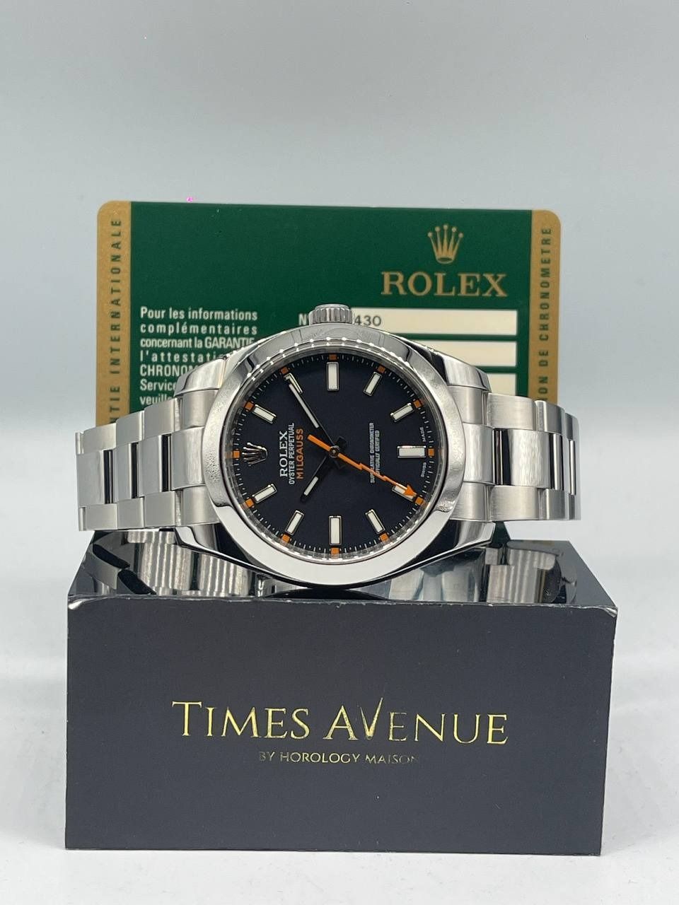 Preowned Discontinued 2009 Dec Rolex Milgauss Stainless Steel 116400 "Black Dial" (Category: Watches) located in Singapore. Submitted by timesavenuesg (Listing ID 1442658497, Image 1). Description: Get notified of our new listings and the latest prices: https://shorturl.at/FG0KX Find out about our authentication process and what sets us apart: https://horologymaison.com/why-choose-us/ Brand: Rolex Model number: 116400 Dial Color: Black Condition: