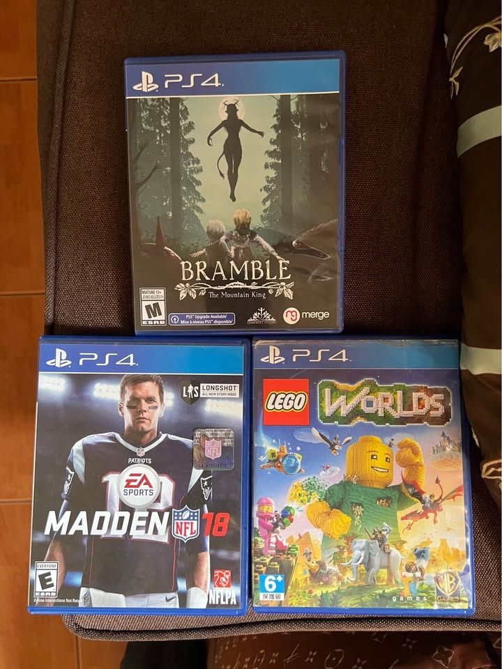 PS4 Bundle Games: Bramble, Madden NFL 18, Lego Worlds (Category: PlayStation) located in Lucena. Submitted by makolista44533 (Listing ID 1442563626, Image 2). Description: - For Sale: 3 PlayStation 4 (PS4) Games - Titles Included: Bramble: The Mountain King, Madden NFL 18, Lego Worlds - Disc Format: All discs are for PS4 - Condition: Great games for your collection Selling as Bundle for 1,200 only (firm) All in good working condition Location: Lu