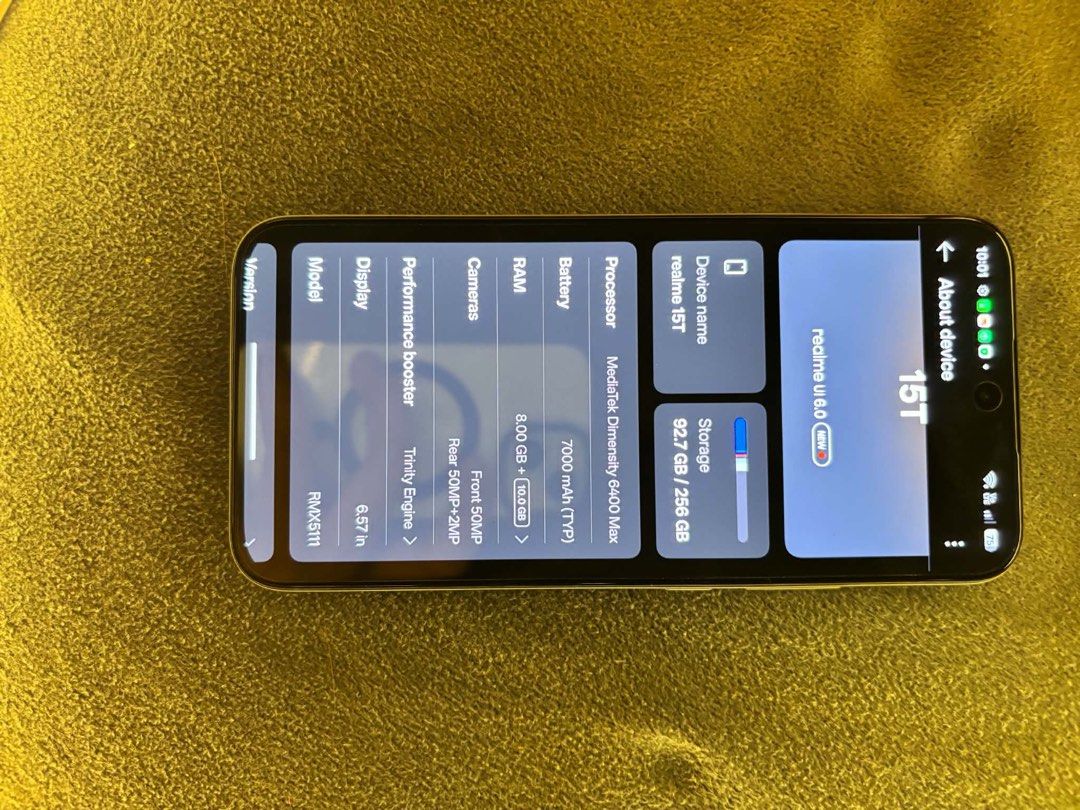 REAL ME 15T 256 GB TITANIUM (Category: Realme) located in Manila. Submitted by sijmichael22227 (Listing ID 1442717588, Image 1). Description: -Good as new - 256 GB - Rfs: Need cash .