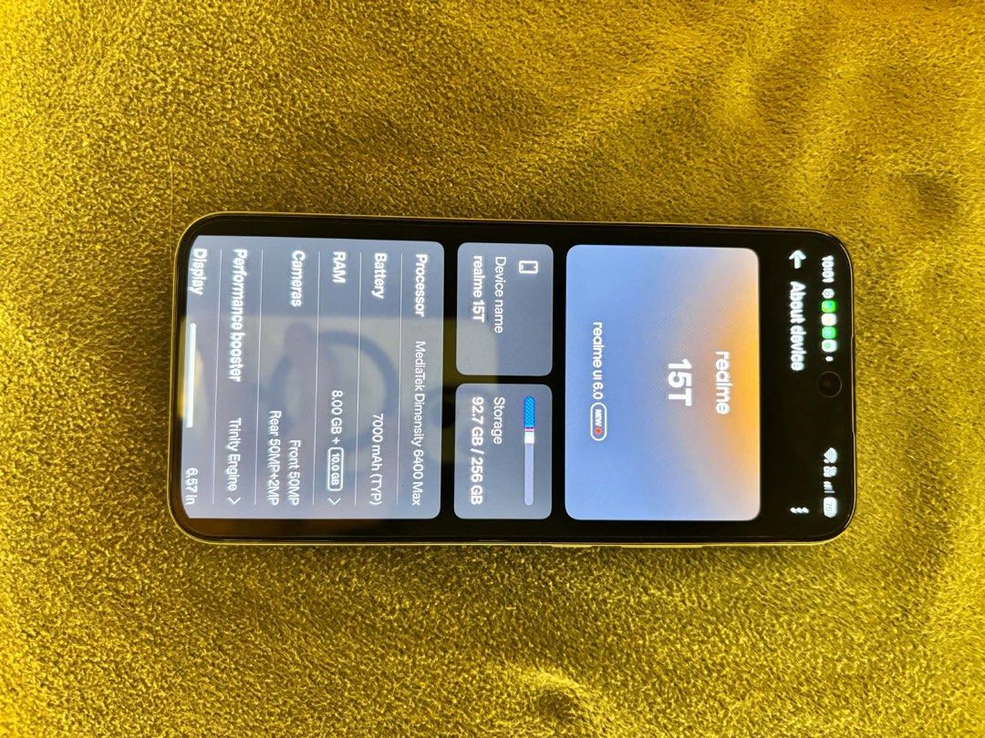 REAL ME 15T 256 GB TITANIUM (Category: Realme) located in Manila. Submitted by sijmichael22227 (Listing ID 1442717588, Image 2). Description: -Good as new - 256 GB - Rfs: Need cash .