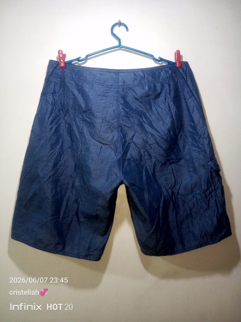 Ripcurl Board Shorts Blue Men's Size (Category: Activewear) located in Manila. Submitted by cristopherthrift (Listing ID 1442557676, Image 2). Description: - Blue Ripcurl board shorts -Size W34-36 L19 - Elastic waistband with drawstring - Right side pocket with velcro closure - Lightweight and quick-drying material - Ideal for swimming, beach, or pool.